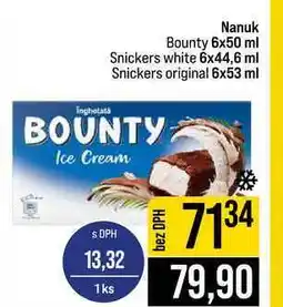 Jip Inghetata Nanuk Bounty 6x50 ml Snickers white 6x44,6 ml Snickers original 6x53 ml nabídka
