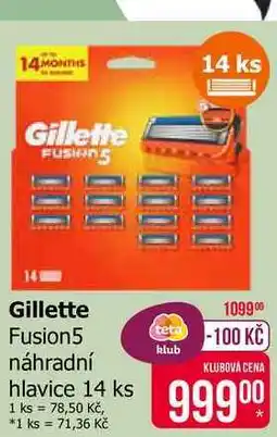 Teta Gillette Fusion5 náhradní hlavice 14 ks nabídka
