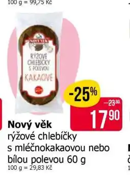 Teta Nový věk rýžové chlebíčky s mléčnokakaovou nebo bílou polevou 60 g nabídka