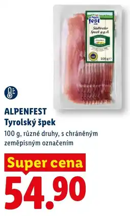 Lidl Alpenfest tyrolský špek nabídka