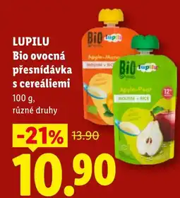 Lidl Lupilu Bio ovocná přesnídávka s cereáliemi nabídka