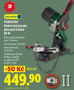 Lidl Parkside elektrická bruska pilových řetězů nabídka