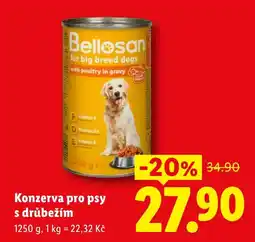 Lidl Bellosan konzerva pro psy s drůbežím nabídka