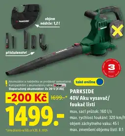 Lidl Parkside 40V aku vysavač/foukač listí nabídka