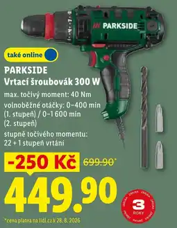 Lidl Parkside vrtací šroubovák 300 W nabídka