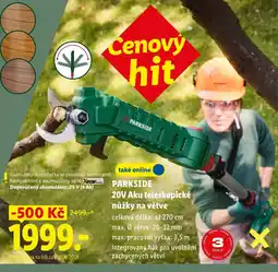 Lidl Parkside 20V aku teleskopické nůžky na větve nabídka