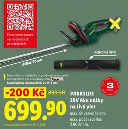 Lidl Parkside 20V aku nůžky na živý plot nabídka