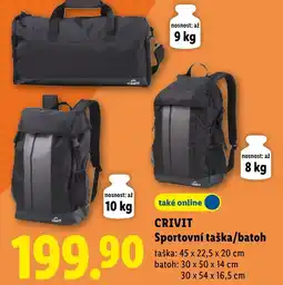 Lidl Crivit sportovní taška/batoh nabídka