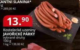 Potraviny CZ Kostelecké uzeniny javořické párky nabídka