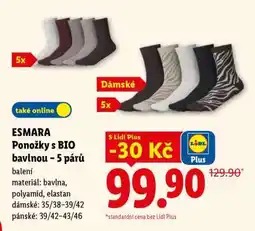 Lidl Esmara Ponožky s Bio bavlnou – 5 párů nabídka