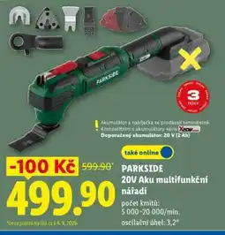 Lidl PARKSIDE 20V Aku multifunkční nářadí nabídka