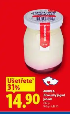 Lidl AGROLA Jihočeský jogurt jahoda nabídka