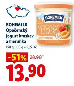 Lidl BOHEMILK Opočenský jogurt broskev a meruňka nabídka