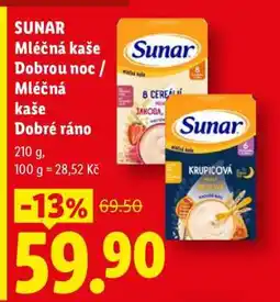 Lidl SUNAR Mléčná kaše Dobrou noc / Mléčná kaše Dobré ráno nabídka