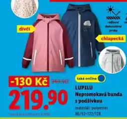 Lidl LUPILU Nepromokavá bunda s podšívkou nabídka