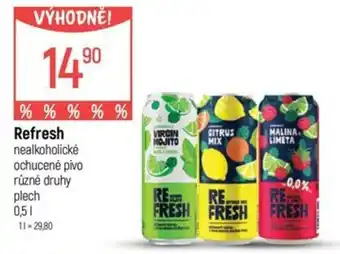 Globus Refresh nealkoholické ochucené pivo různé druhy nabídka