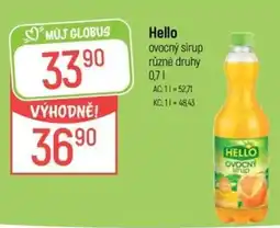 Globus Hello ovocný sirup nabídka