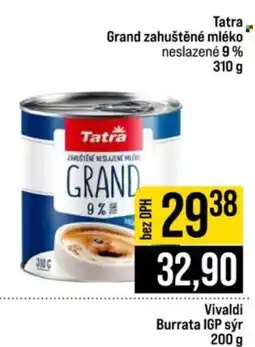 Jip Tatra grand zahuštěné mléko neslažené 9 % nabídka