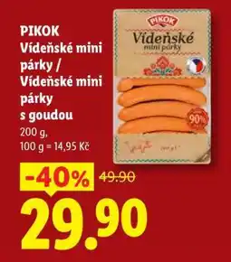 Lidl PIKOK Vídeňské mini párky / Vídeňské mini párky s goudou nabídka