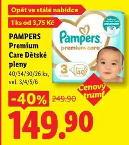 Lidl Pampers Premium Care dětské pleny nabídka