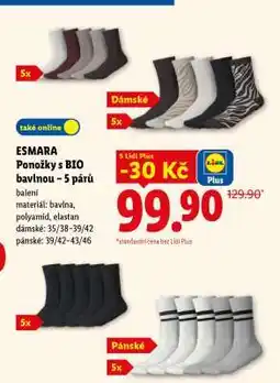 Lidl Esmara Ponožky s Bio bavlnou – 5 párů nabídka