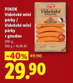 Lidl PIKOK Vídeňské mini párky/Vídeňské mini párky s goudou nabídka