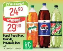 Globus Pepsi, Pepsi Max, Mirinda, Mountain Dew nabídka