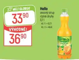 Globus Hello ovocný sirup různé druhy 0,7 l nabídka