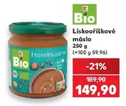 Kaufland K Bio Lískooříškové máslo nabídka