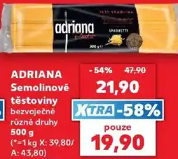 Kaufland Adriana semolinové těstoviny bezvaječné různé druhy nabídka