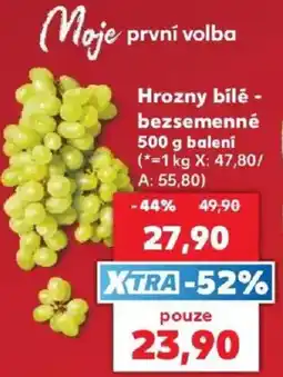 Kaufland Hrozny bílé bezsemené nabídka