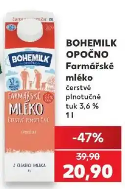 Kaufland Bohemilk farmářské mléko čerstvé plnotučné nabídka