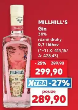Kaufland Millhill's Gin nabídka