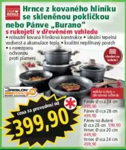 Norma Casa Royale hrnce z kovaného hliníku se skleněným pokličkou nebo Pánve „Burano“ nabídka