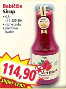 Norma Babiččin sirup nabídka