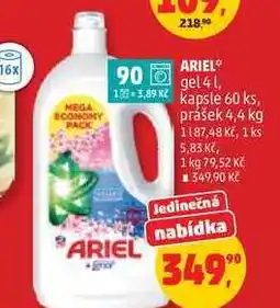 Penny Market ARIEL gel 4 l, kapsle 60 ks, prášek 4,4 kg nabídka