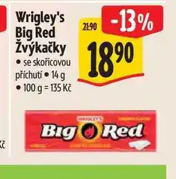 Albert Wrigley's Big Red Žvýkačky se skořicovou příchutí nabídka