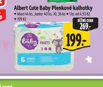 Albert Albert Cute Baby Plenkové kalhotky Maxi 44 ks, Junior 40 ks, XL 36 ks nabídka