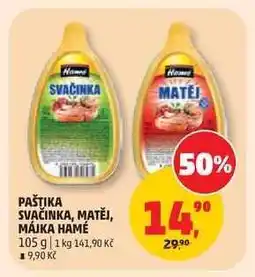 Penny Market Paštika Svačinka, Matěj, Májka Hamé nabídka