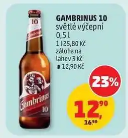 Penny Market GAMBRINUS 10 světlé výčepní 0,5 l nabídka