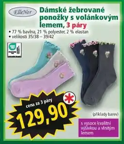 Norma Dámské žebrované ponožky s volánkovým lemem, 3 páry nabídka
