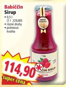 Norma Babiččin Sirup nabídka