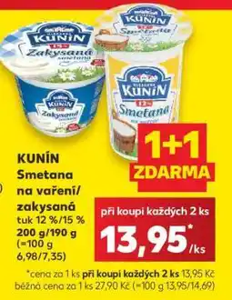 Kaufland KUNÍN Smetana na vaření/zakysaná nabídka