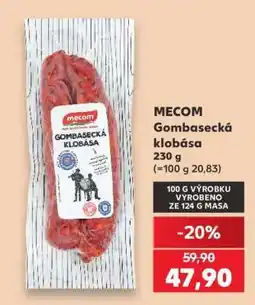 Kaufland MECOM Gombasecká klobása nabídka