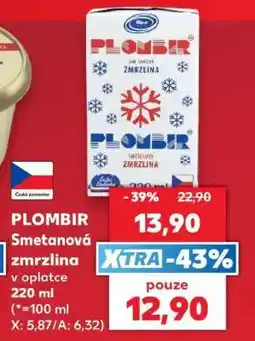 Kaufland PLOMBIR Smetanová zmrzlina v oplatce 220 ml nabídka
