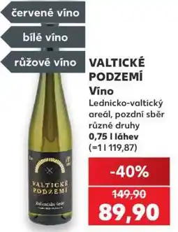 Kaufland VALTICKÉ PODZEMÍ Víno nabídka