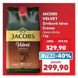 Kaufland JACOBS VELVET Zrnková káva Crema nabídka