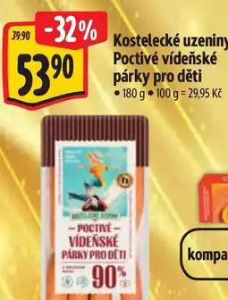 Albert Kostelecké uzeniny Poctivé vídeňské párky pro děti nabídka