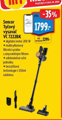 Albert Sencor tyčový vysavač vc 7222bk nabídka
