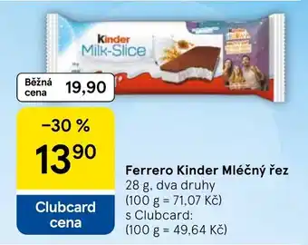 Ferrero Kinder Mléčný řez